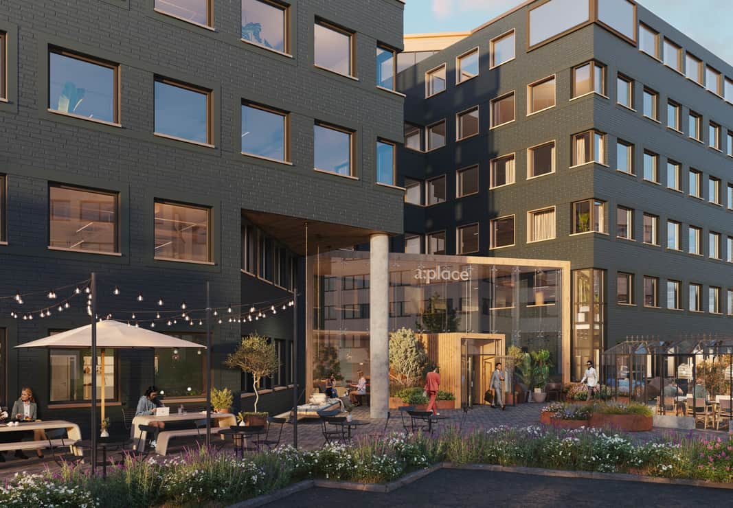 Visionsbild av entrén.