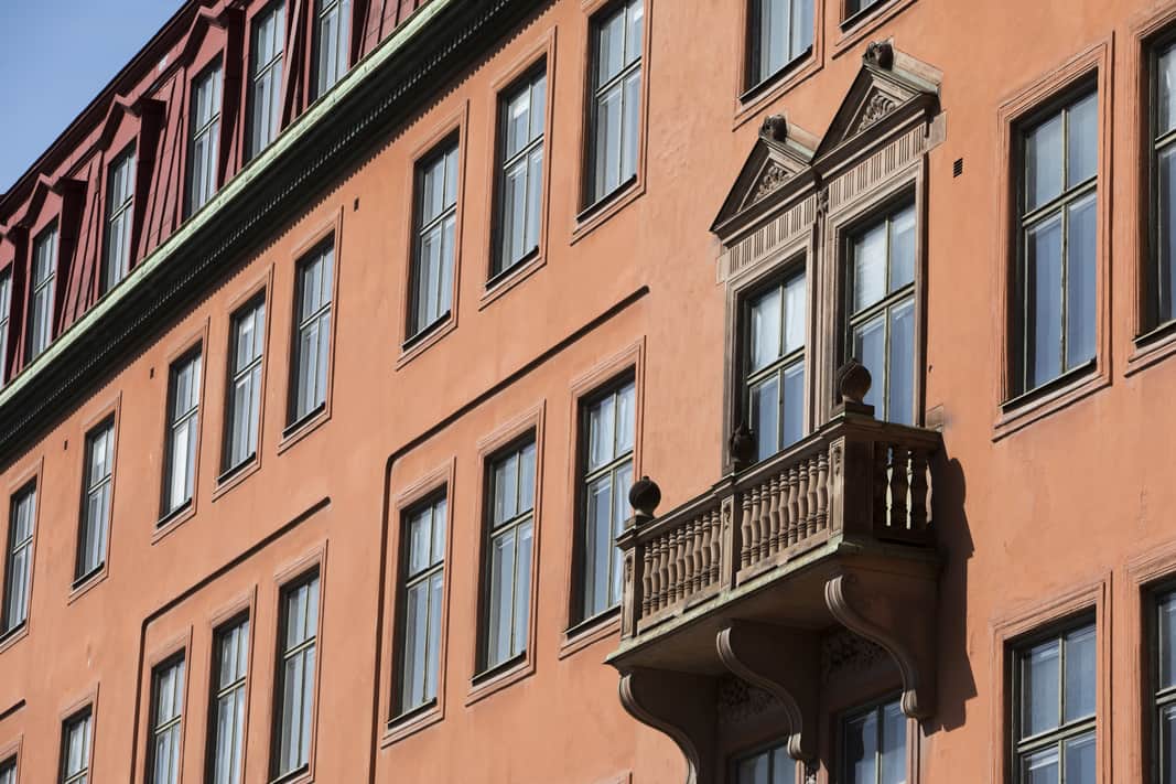 Närbild av fasaden.