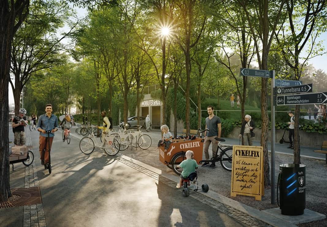 Visionsbild över Slakthusområdet på sommaren