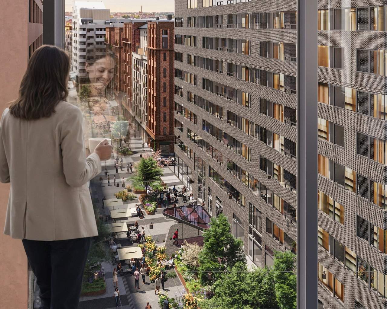 Kvinna tittar ut från Haga Blackbox