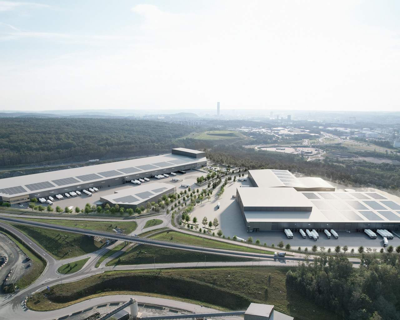 Vy över området och hamnen.