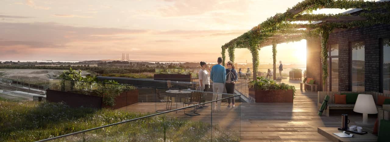 Visionsbild av takterrass.