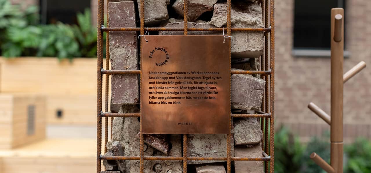 Skylt om återbruk på Werket