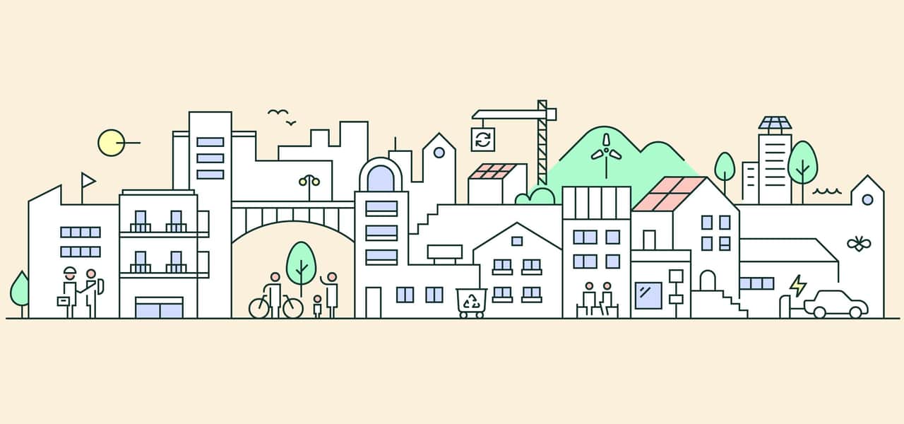 Illustration av Den hållbara staden.
