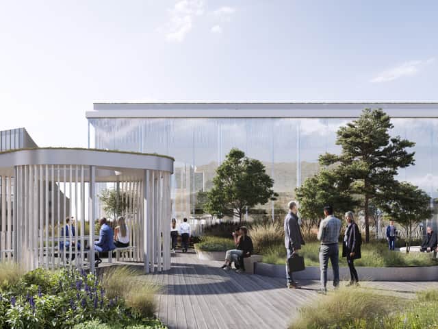 Visionsbild av takterrassen.