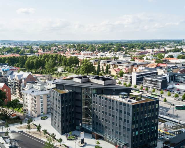Vy över centrala Växjö.