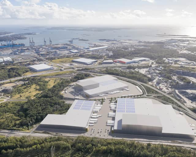 Vy över Halvorsäng logistikpark.