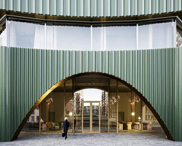 Visionsbild av entrén.