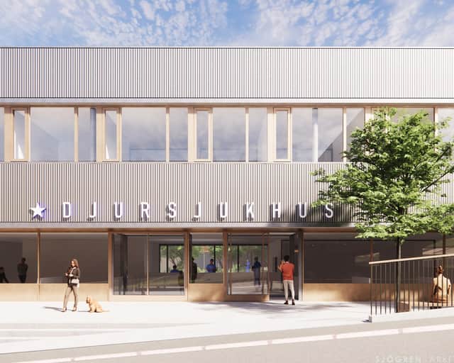 Visionsbild av entrén.