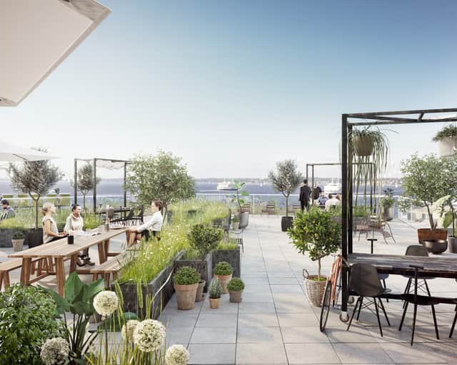 Visionsbild av takterrass.