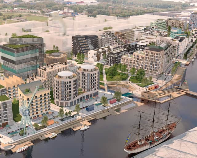 Visionsbild av Inre hamnen, Norrköping.