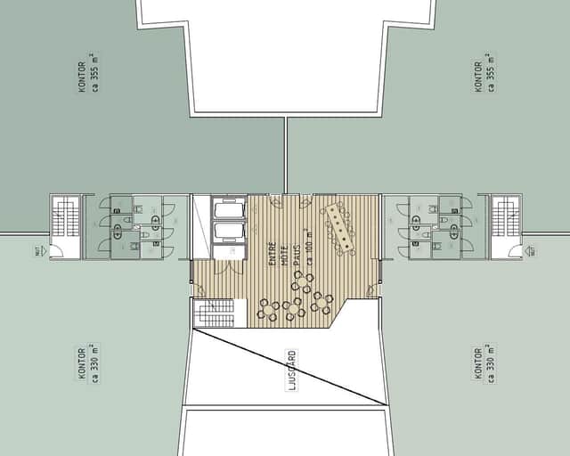 Planlösning av halvt våningsplan.