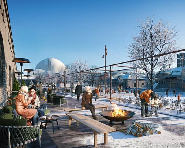 Visionsbild över Slakthusområdet på vintertid