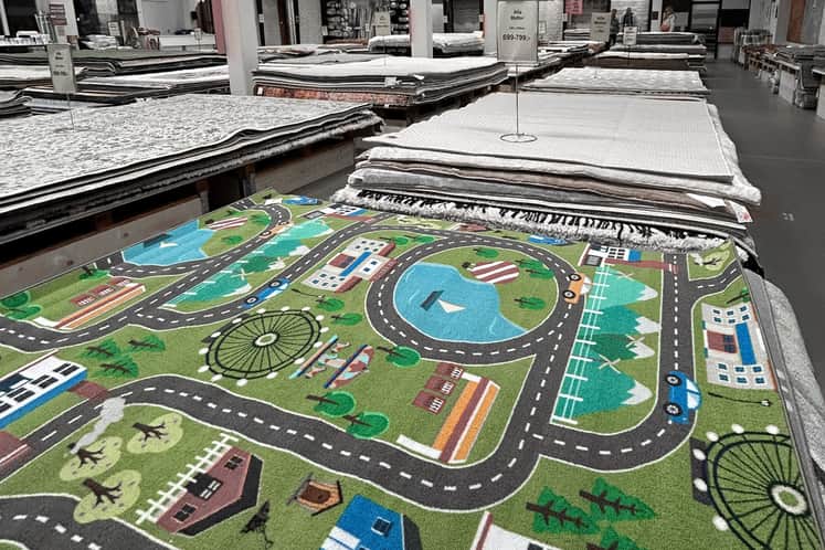 Butisklokal med många mattor