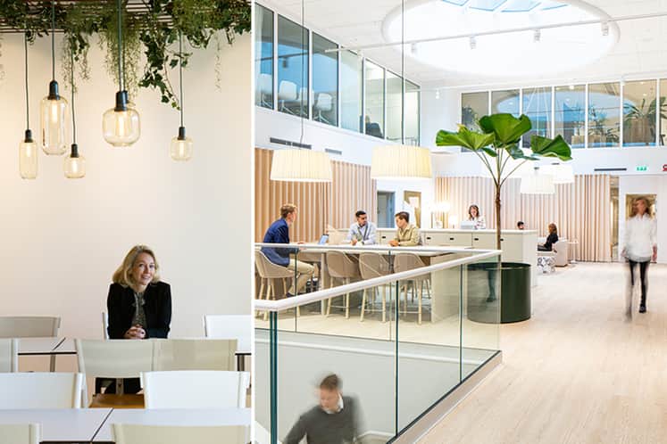 Bildkollage med kontor och Heléne Lidström.