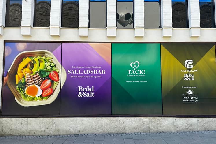 Bild över foliering utanför den nyöppnade butiken Bröd och Salt