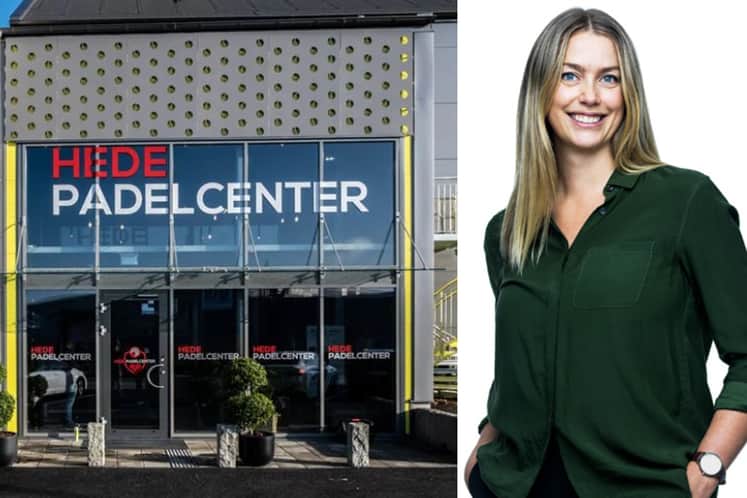 Entrén till padelcentret och porträtt av Christin.