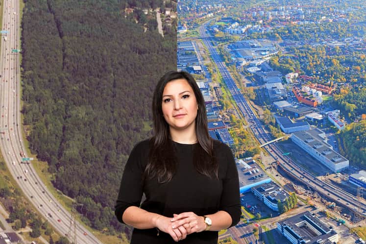 Kollage av området och Özlem.