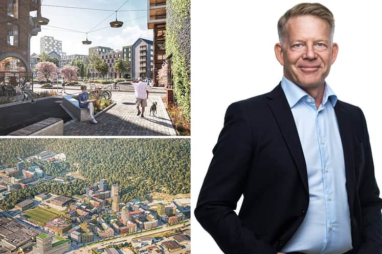 Bildkollage med Peder Wahlgren och bilder över Högsbo.