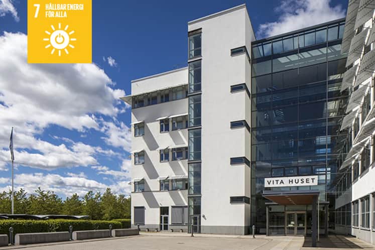 Exteriörbild av Vita huset.