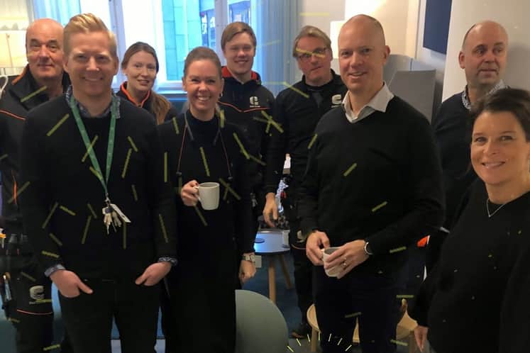 Medarbetare från Castellum fikar.