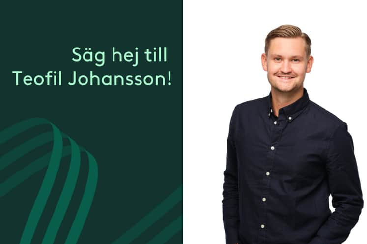 Bild på Teofil Johansson,tillsammans med texten "Säg hej till Teofil Johansson!"