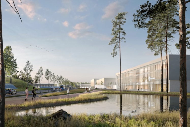Renderad översiktsvy Nordic Hub Säve